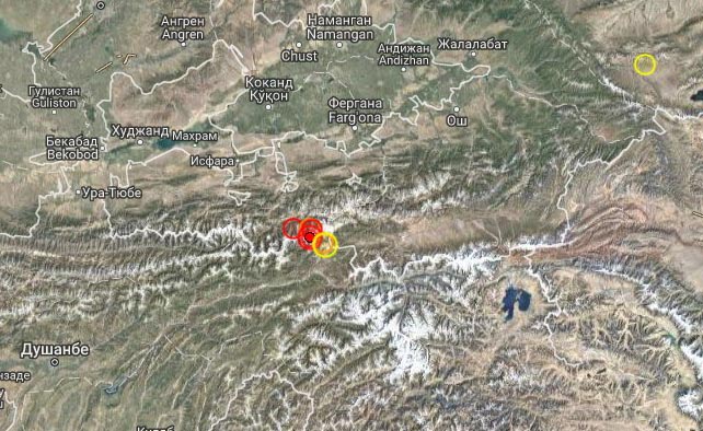 Землетрясение магнитудой 6.0 произошло в Таджикистане