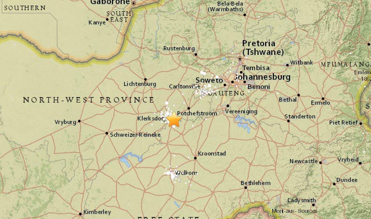 Землетрясение магнитудой 5.2 произошло в ЮАР