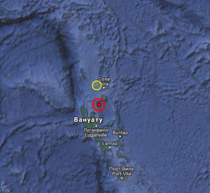 Землетрясение магнитудой 6.8 произошло у островов Вануату